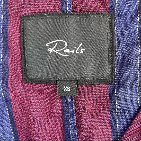 Rails Women's Maroon Burgundy Navy Striped Sloane Blouse Size XS - Picture 6 of 9